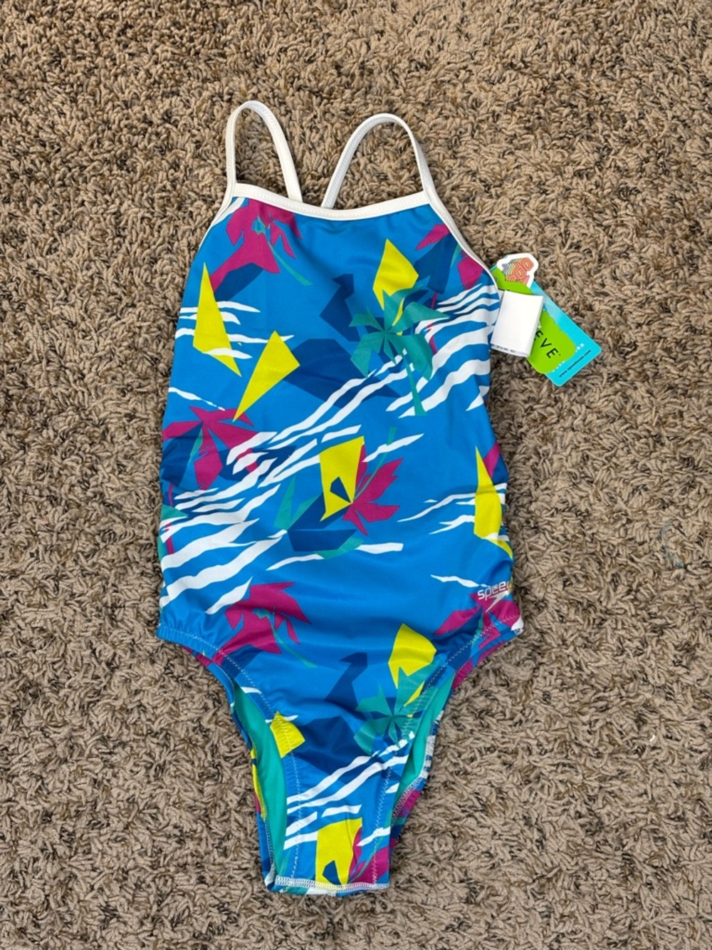 Speedo Swimsuit Womens 24 (00) One Piece Palm Triangle Classic Fit ECO Endurance - Picture 1 of 9